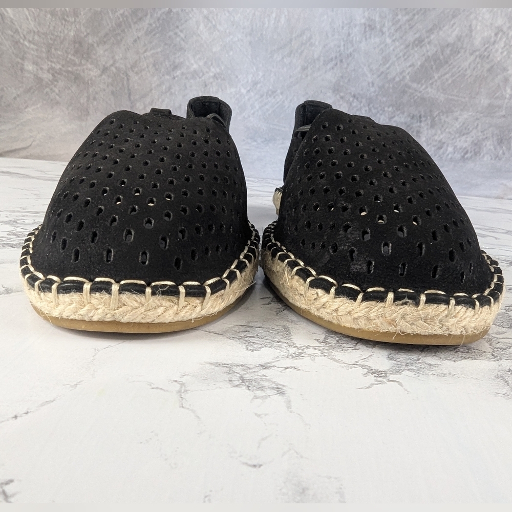 Eileen Fisher Black Perforated Suede Lace Espadrilles Size 7.5 - Picture 3 of 11